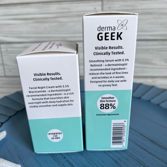 NEW dermaGeek Facial Cleanser Smoothing Serum Night Cream Skincare Set - Picture 7 of 12